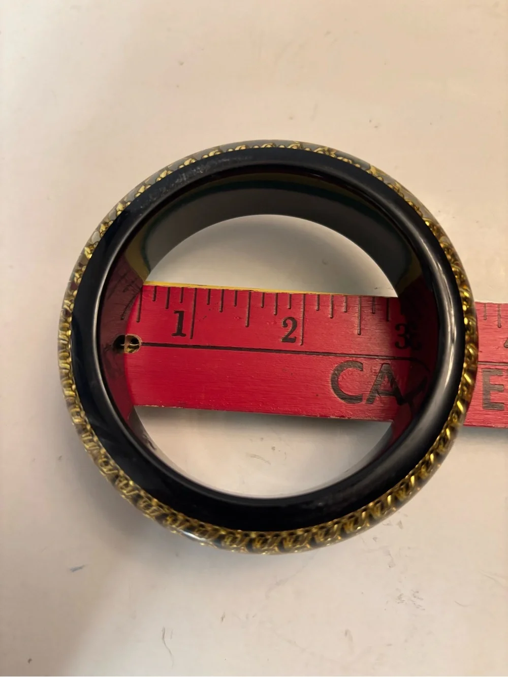 Vintage black lucite Chain Accent Bangle Bracelet